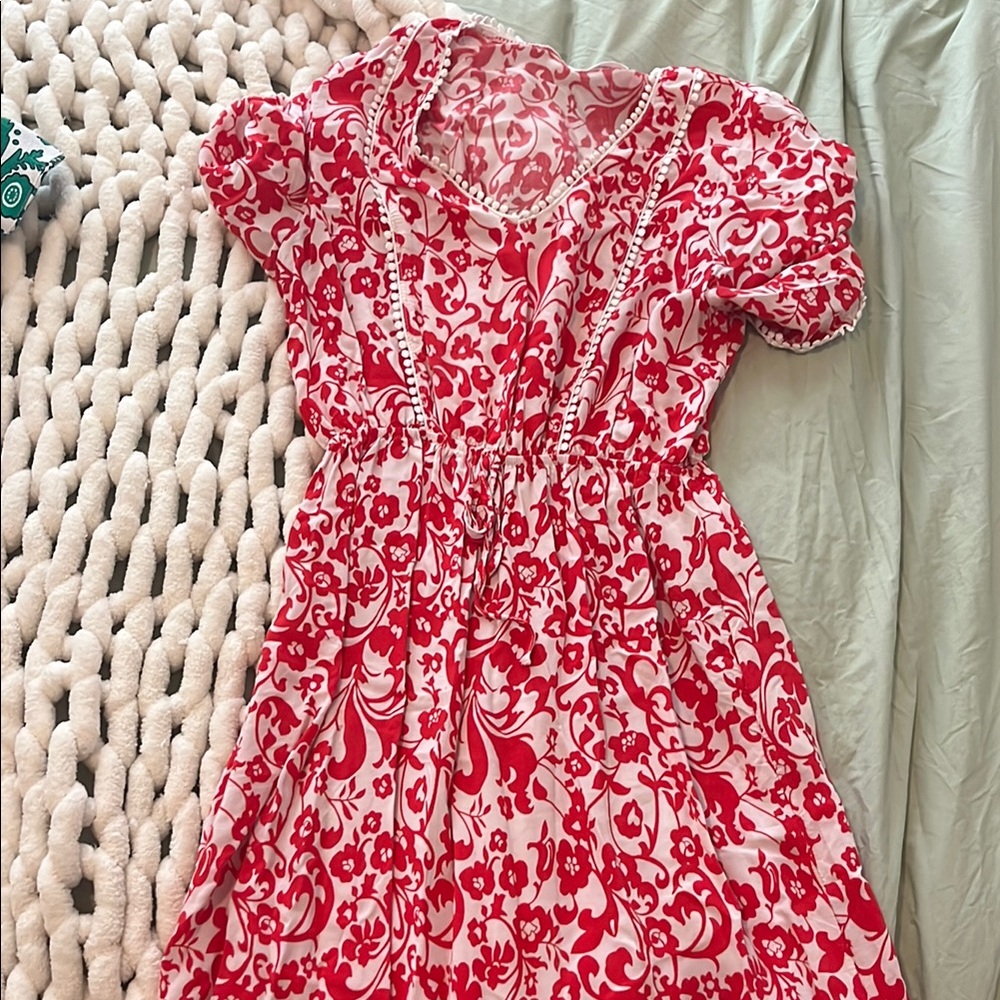 Kindred Bravely Red and White Midi Dress